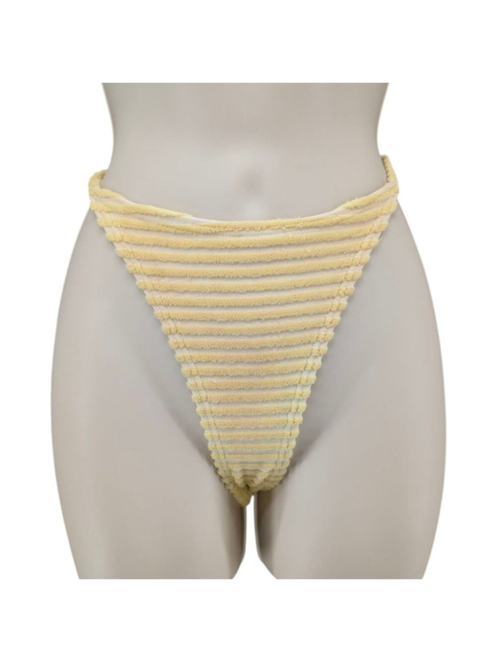 Sabo Swim Brazilian Bikini Bottoms Womens Yellow Buttercup Ribbed Swimsuit Sz S